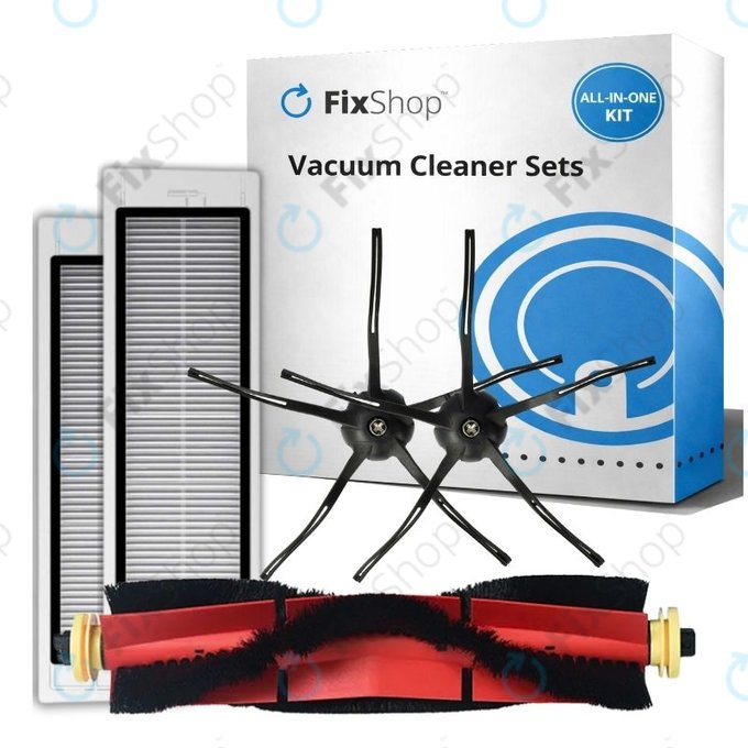 Ersatzteilset für Xiaomi Roborock S5 Max, S6, S6 MaxV, S6 Pure, Xiaowa E3 (1x Hauptbürste, 2x Filter, 2x Seitenbürste – schwarz)