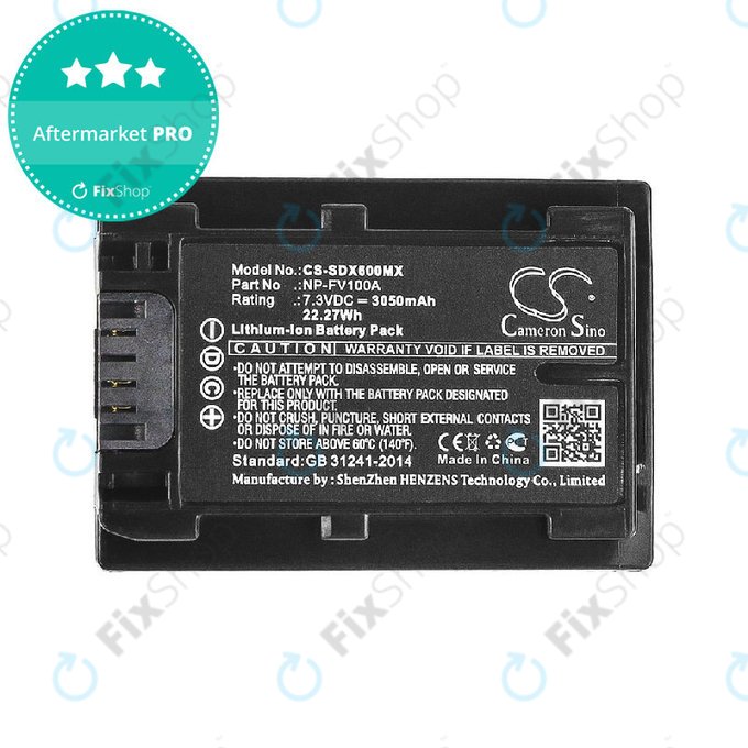 Batterie für Sony Fdr-Ax33, Sony Fdr-Ax40, 3050mAh, Li-Ion, 7.3V, NP-FV100A, HQ