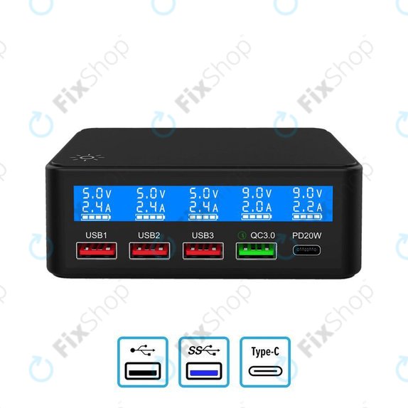 FixPremium - USB-Service-Ladestation mit USB 3.0 und USB-C