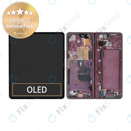 Samsung Galaxy Z Fold 4 F936B - LCD Display + Touchscreen Front Glas + Rahmen (Burgundy) - GH82-29461D, GH82-29462D Genuine Service Pack