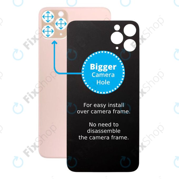 Apple iPhone 11 Pro - Backcover Glas Vergrössertes Ringloch für die Kamera (Gold)