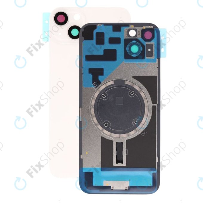 Apple iPhone 14 Plus - Rückgehäuseglas + Kameraglas + Metallplatte + Magsafe-Magnet (Starlight)