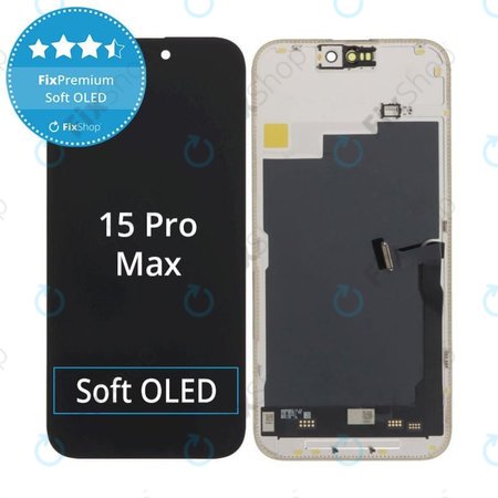 Apple iPhone 15 Pro Max - LCD Display + Touchscreen Front Glas + Rahmen Soft OLED FixPremium JCID