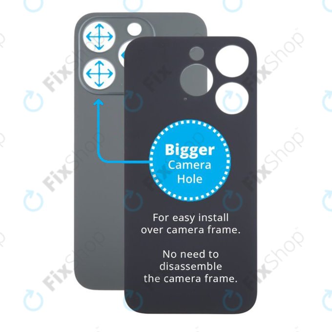 Apple iPhone 15 Pro - Backcover Glas Vergrössertes Ringloch für die Kamera (Black Titanium)