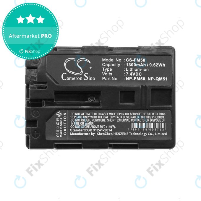 Batterie für Sony CCD-TR108, Cyber-shot DSC-S50, 1300mAh, Li-Ion, 7.4V, NP-QM51, HQ
