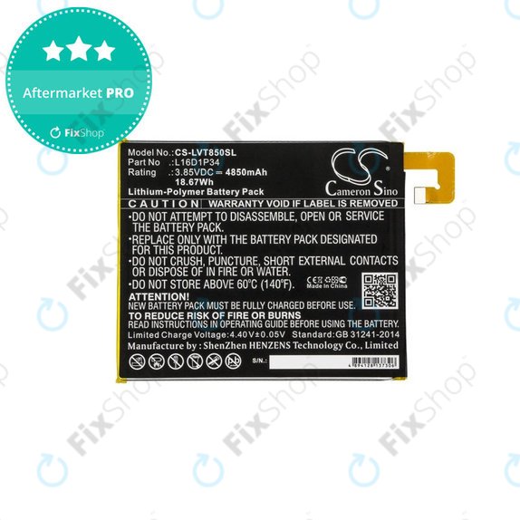 Batterie für Lenovo Tab 4, Lenovo TB850, 4850mAh, Li-Pol, 3.85V, L16D1P34, HQ