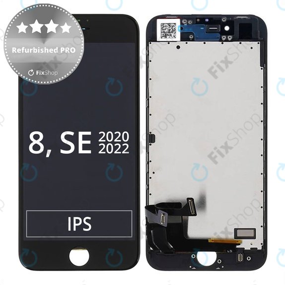 Apple iPhone 8, SE (2020), SE (2022) - LCD Display + Touchscreen Front Glas + Rahmen (Black) Refurbished PRO
