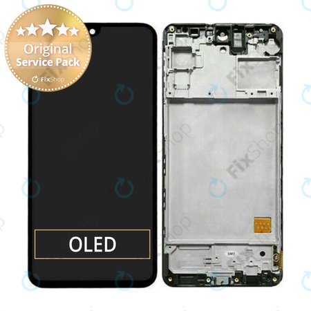 Samsung Galaxy M31s M317F - LCD Display + Touchscreen Front Glas + Rahmen (Mirage Black) - GH81-13736A, GH82-23774A, GH82-24114A Genuine Service Pack
