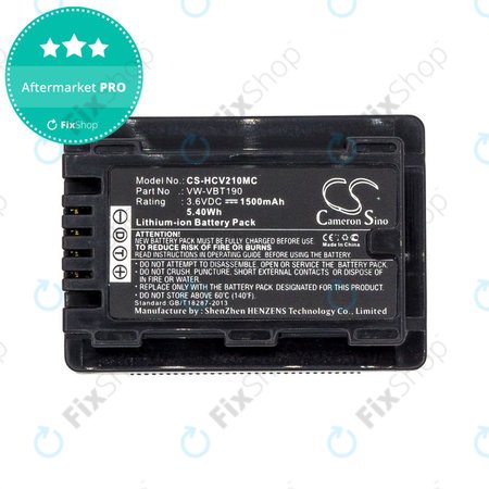 Akku batterie für Panasonic HC-V210, 1500mAh, Li-Ion, 3.6V, VW-VBT190, HQ