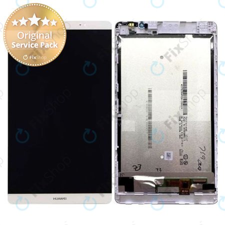 Huawei MediaPad M2 8.0 - LCD Display + Touchscreen front Glas + Rahmen (Silber) - 02350LBW, 02350MYU