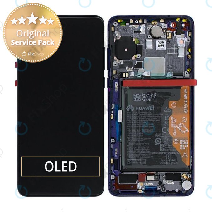 Huawei P40 - LCD Display + Touchscreen Front Glas + Rahmen + Akku Batterie (Deep Sea Blue) - 02353MFU Genuine Service Pack