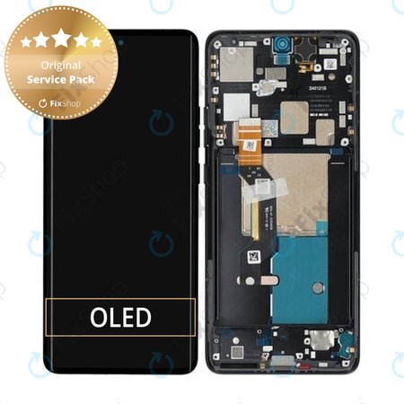 Motorola Edge 50 Pro - LCD Display + Touchscreen Front Glas + Rahmen (Black Beauty) - 5D68C24092, 5D68C24322 Genuine Service Pack