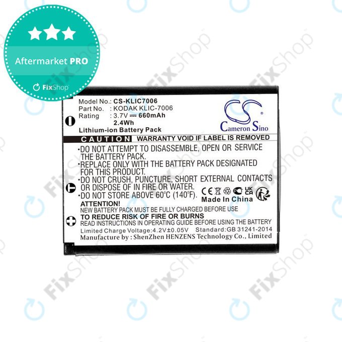 Akku batterie für Kodak EasyShare, 660mAh, Li-Ion, 3.7V, LB-012, KLIC-7006, HQ
