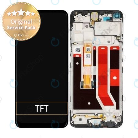 Oppo A53s - LCD Display + Touchscreen Front Glas + Rahmen (Black) - O-4905105 Genuine Service Pack