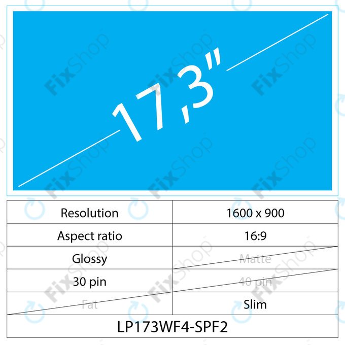 17.3 LCD Slim Glossy 30 pin HD+