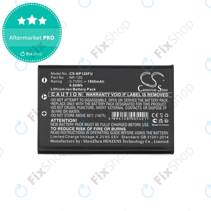 Akku batterie für Toshiba Camileo H30, FujiFilm NP-120, 1800mAh, Li-Ion, 3.7V, PX1657, HQ