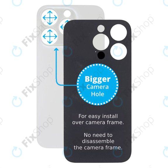 Apple iPhone 14 Pro - Backcover Glas Vergrössertes Ringloch für die Kamera (Silver)