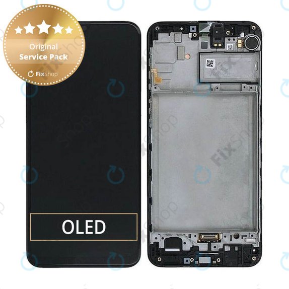 Samsung Galaxy M21 M215F - LCD Display + Touchscreen Front Glas + Rahmen (Black) - GH82-22509A, GH82-22836A, GH82-21266A, GH82-21265A Genuine Service Pack
