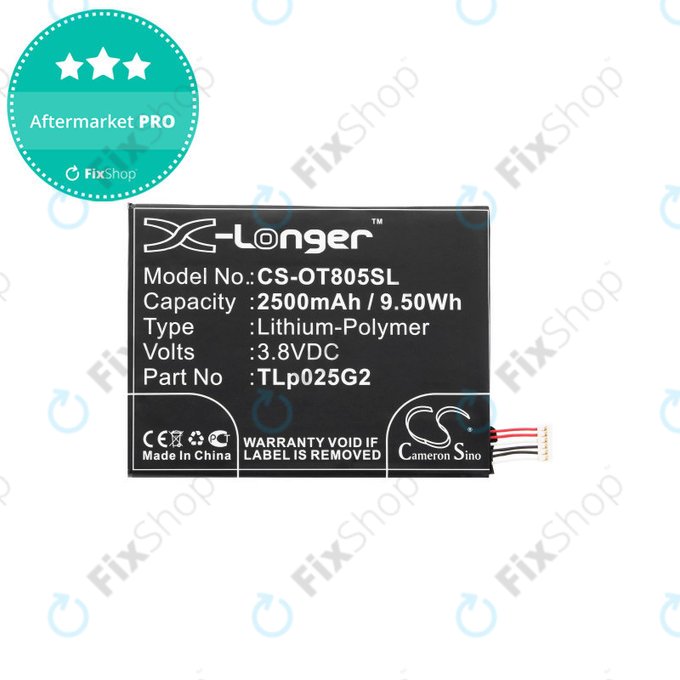 Batterie für Alcatel One Touch Pixi 8", 2500mAh, Li-Pol, 3.8V, TLp025G2, HQ