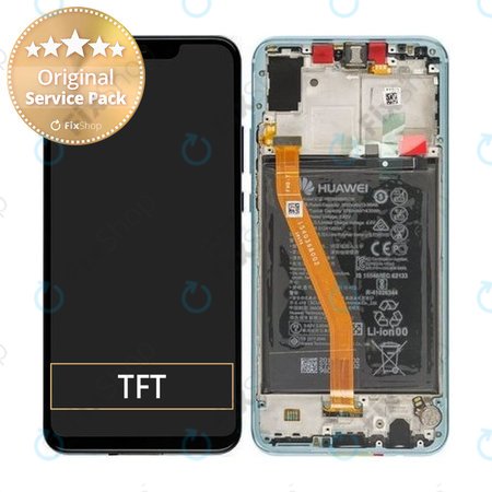 Huawei Nova 3 - LCD Display + Touchscreen Front Glas + Rahmen + Akku Batterie (Blue) - 02352BQN, 02352DTJ Genuine Service Pack