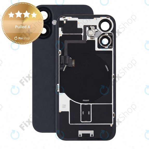 Glas der Rückabdeckung für iPhone 16, Black, Pulled A
