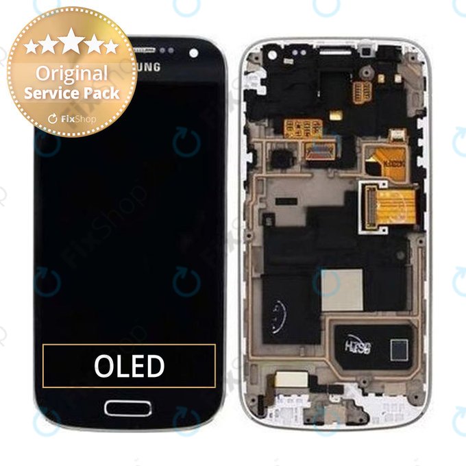Samsung Galaxy S4 Mini Value I915i - LCD Display + Touchscreen Front Glas + Rahmen (Black Mist) - GH97-16992C Genuine Service Pack