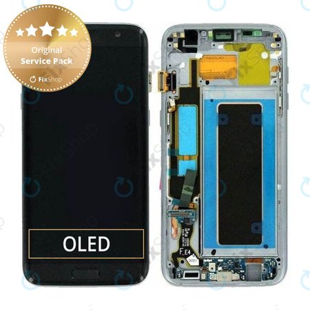 Samsung Galaxy S7 Edge G935F - LCD Display + Touchscreen Front Glas + Rahmen (Black) - GH97-18533A, GH97-18594A, GH97-18767A Genuine Service Pack