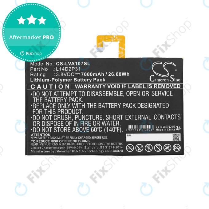 Akku batterie für Lenovo Tab 2, Lenovo Tab 4, Lenovo TB2, 7000mAh, Li-Pol, 3.8V, L14D2P31, HQ