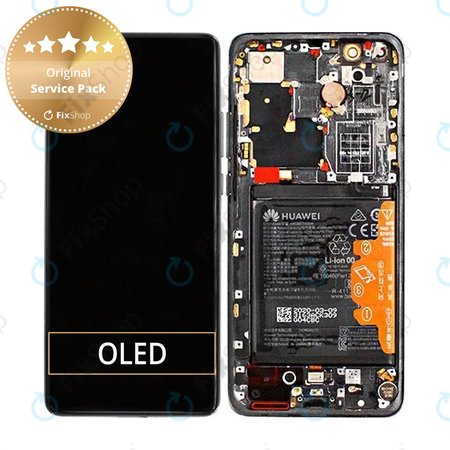 Huawei P40 Pro Plus - LCD-Display + Touchglas + Rahmen + Akku Batterie + Fingerabdruck-Sensor Fingerabdruck (Ceramic Black) - 02353RVJ Genuine Service Pack