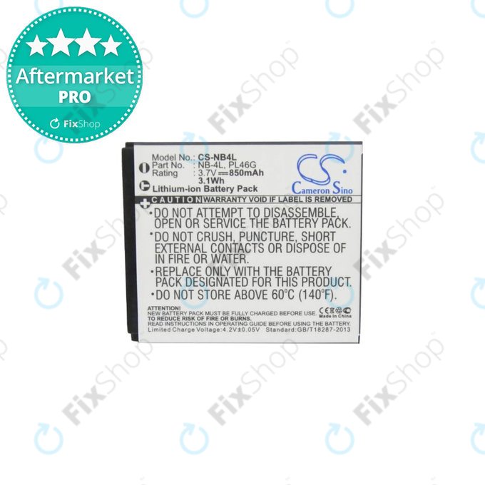 Canon Ixus, IXY, i7 Zoom, L3, L4, Legria Mini, PowerShot, TX1 - Akku Batterie NB-4L Li-Ion 850mAh HQ