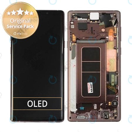 Samsung Galaxy Note 9 N960U - LCD Display + Touchscreen Front Glas + Rahmen (Metallic Copper) - GH97-22269D, GH97-23737D, GH97-22270D Genuine Service Pack