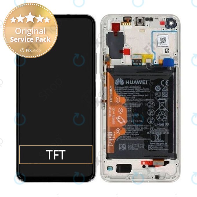 Huawei Honor 20 Pro - LCD Display + Touchscreen Front Glas + Rahmen + Akku Batterie (Icelandic Frost) - 02352VKN Genuine Service Pack