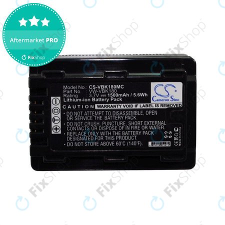 Batterie für Panasonic HDC, HC a SDR, 1500mAh, Li-Ion, 3.7V, VW-VBK180, HQ