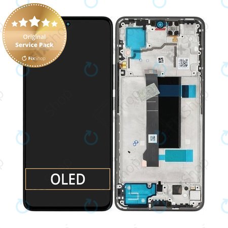 Xiaomi Redmi Note 13 Pro 5G - LCD Display + Touchscreen Front Glas + Rahmen (Midnight Black) - 5600020N1600 Genuine Service Pack