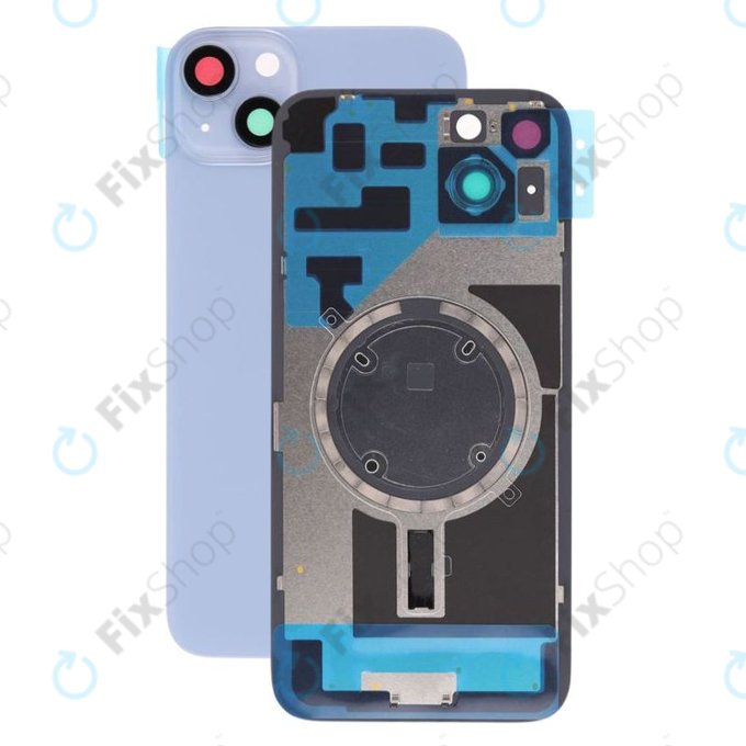 Apple iPhone 14 Plus - Rückgehäuseglas + Kameraglas + Metallplatte + Magsafe-Magnet (Blue)