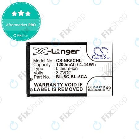 Batterie für Nokia 1208, 1110, 2310, 1200mAh, Li-ion, 3.7V, BL-5C, HQ