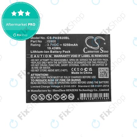 Batterie für Pax A920, A920c, 5250mAh, Li-Ion, 3.7V, IS900, HQ