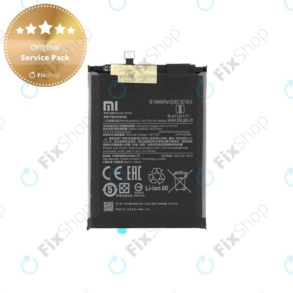 Xiaomi Redmi 9, Note 9 - Akku Batterie BN54 5020mAh - 460200001J1G, 460200003P1G Genuine Service Pack