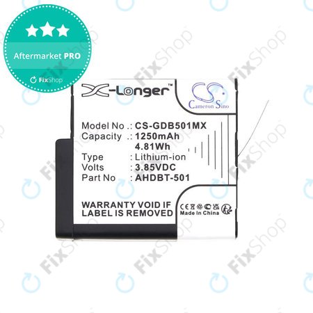 Akku batterie für Gopro Hero 8, Hero 6, 1250mAh, Li-Ion, 3.85V, AHDBT-501, HQ