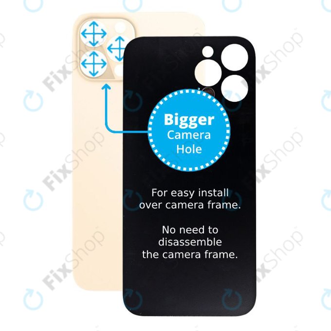 Apple iPhone 12 Pro - Backcover Glas Vergrössertes Ringloch für die Kamera (Gold)