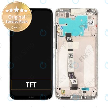 Xiaomi Redmi Note 8 - LCD Display + Touchscreen Front Glas + Rahmen (Moonlight White) - 5600040C3J00 Genuine Service Pack