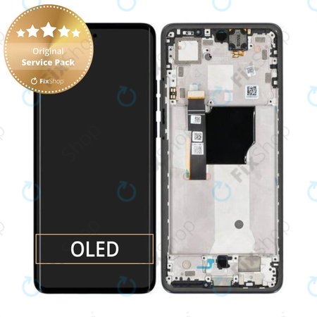 Motorola Edge 40 Neo XT2307 - LCD Display + Touchscreen Front Glas + Rahmen (Black Beauty) - 5D68C23158 Genuine Service Pack