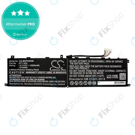 Akku batterie für MSI GS65 Stealth Thin, PS63, P65 Creator 8RF, 5200mAh, Li-Pol, 15.2V, BTY-M6L, HQ