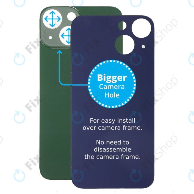 Apple iPhone 13 Mini - Hinteres Gehäuseglas mit größerem Kameraloch (Green)