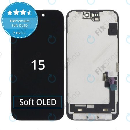 Display Soft OLED für iPhone 15 - Touchscreen + Rahmen, DIAGNOSTIC