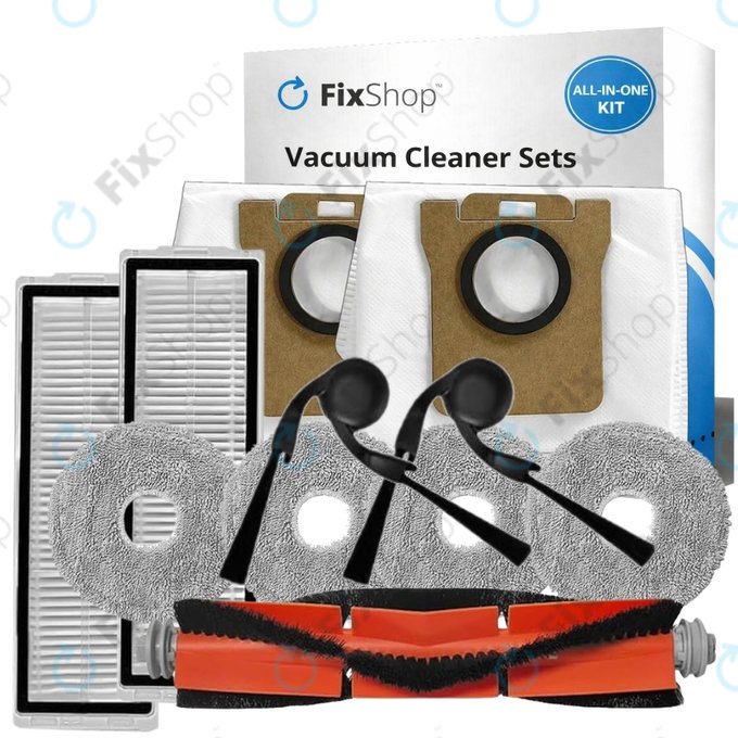 Ersatzteilset für Xiaomi Robot Vacuum 5, 5 Pro (1x Hauptbürste, 2x Filter, 2x Seitenbürste, 4x Wischtuch, 2x Staubbeutel)