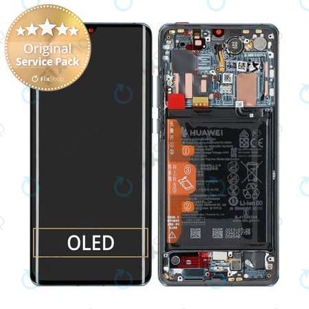 Huawei P30 Pro - LCD Display + Touchscreen Front Glas + Rahmen + Akku Batterie (Mystic Blue) - 02353DGJ Genuine Service Pack