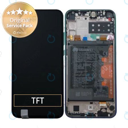 Huawei P40 Lite E - LCD Display + Touchscreen Front Glas + Rahmen + Akku Batterie (Aurora Blue) - 02353FMX Genuine Service Pack