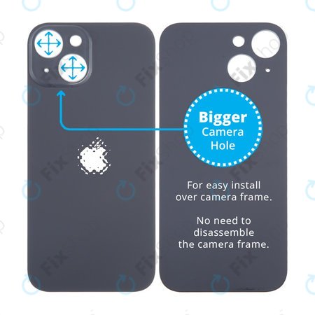 Apple iPhone 15 - Backcover Glas Vergrössertes Ringloch für die Kamera (Black)