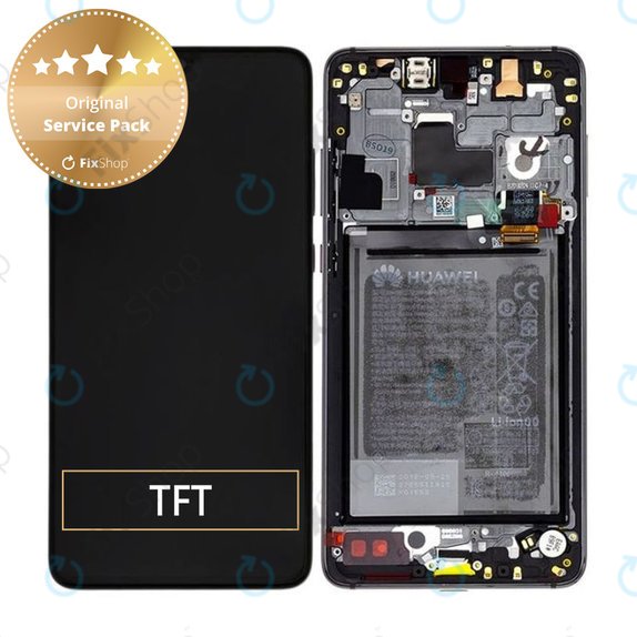 Huawei Mate 20 - LCD Display + Touchscreen Front Glas + Rahmen + Akku Batterie (Black) - 02352ETG Genuine Service Pack